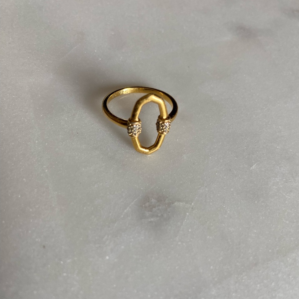 Kendra Scott Bristol 18k Gold Vermeil Band Ring in White Sapphire Size 7
